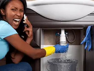 Emergency plumbing repair for a leaking sink drain under a bathroom vanity in Grand Rapids, MI